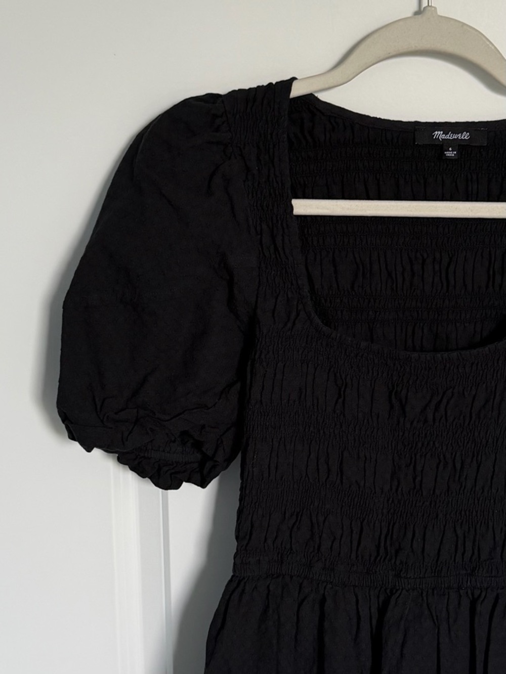 Madewell True Black Lucie Puff-Sleeve Midi Dress Size 6 - 54586 - Picture 4 of 16